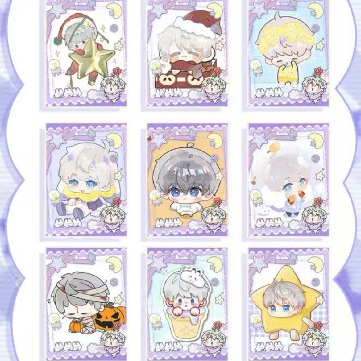 [MENGQIU V3] Love and Deep Space LAD Amine PaperMINI Peel Card Series Paper whole box 1SET 80bags 1bag 5pcs Anime Cards Ornament Gift Collection Sylus, Zayane, Rafayel, Xavier, Caleb