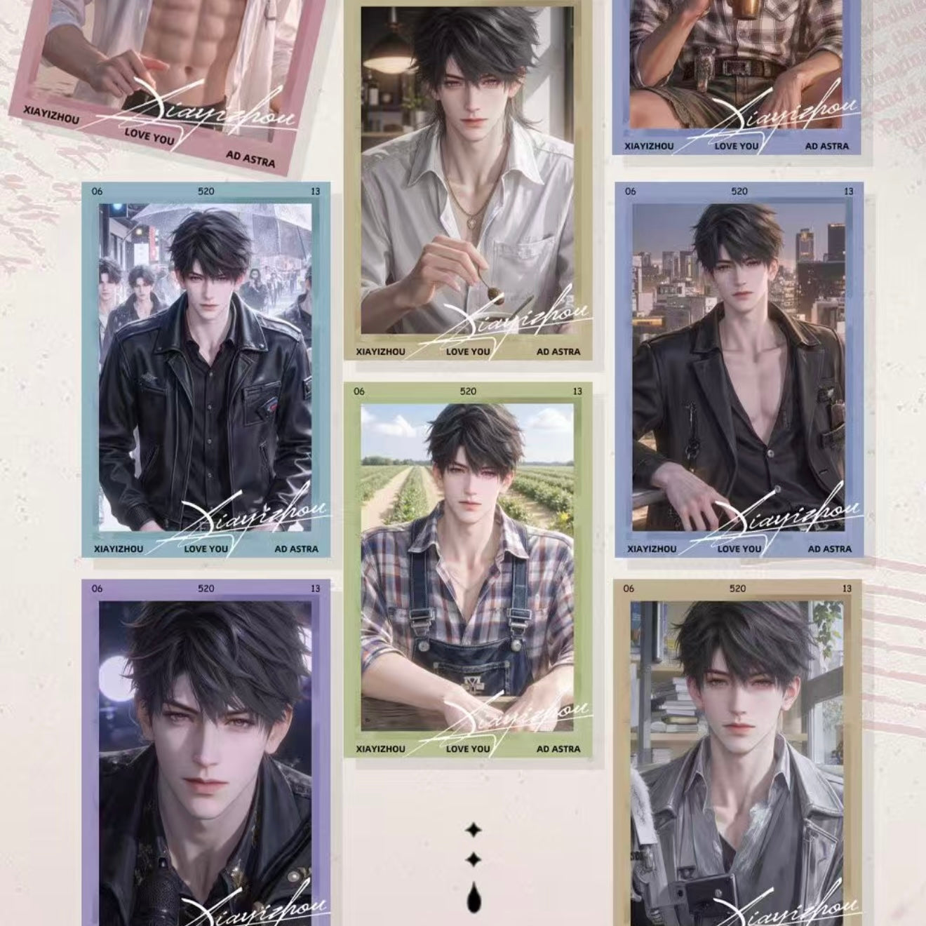 [CHIMENG] Love and Deep Space LAD Amine Paper Card CCG Collection Trading Series Paper whole box 1SET 150bags 1bag 1pc Cards Ornament Gift Collection Sylus, Zayne, Rafayel, Xavier, Caleb