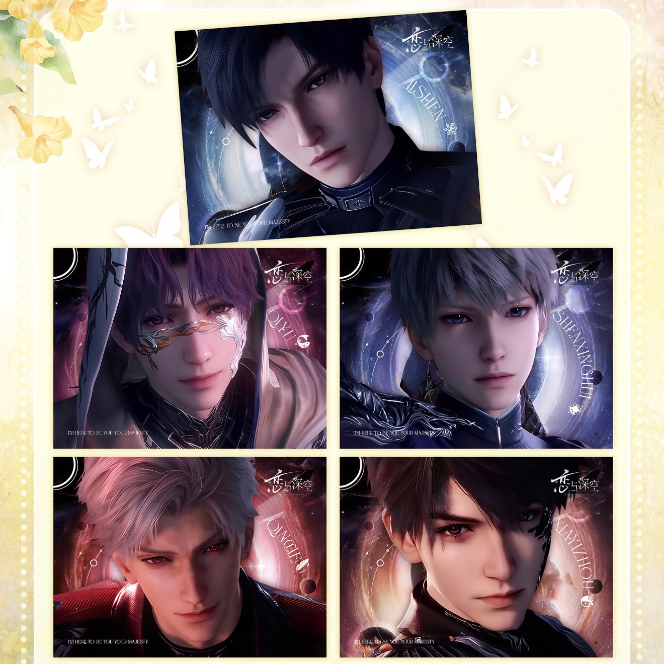 [NIWEN] Love and Deep Space LAD Amine Paper Card 20SETS A CASE CCG Collection Trading Series Paper whole box 1SET 11bags 1bag 1pc Cards Ornament Gift Collection Sylus, Zayne, Rafayel, Xavier, Caleb