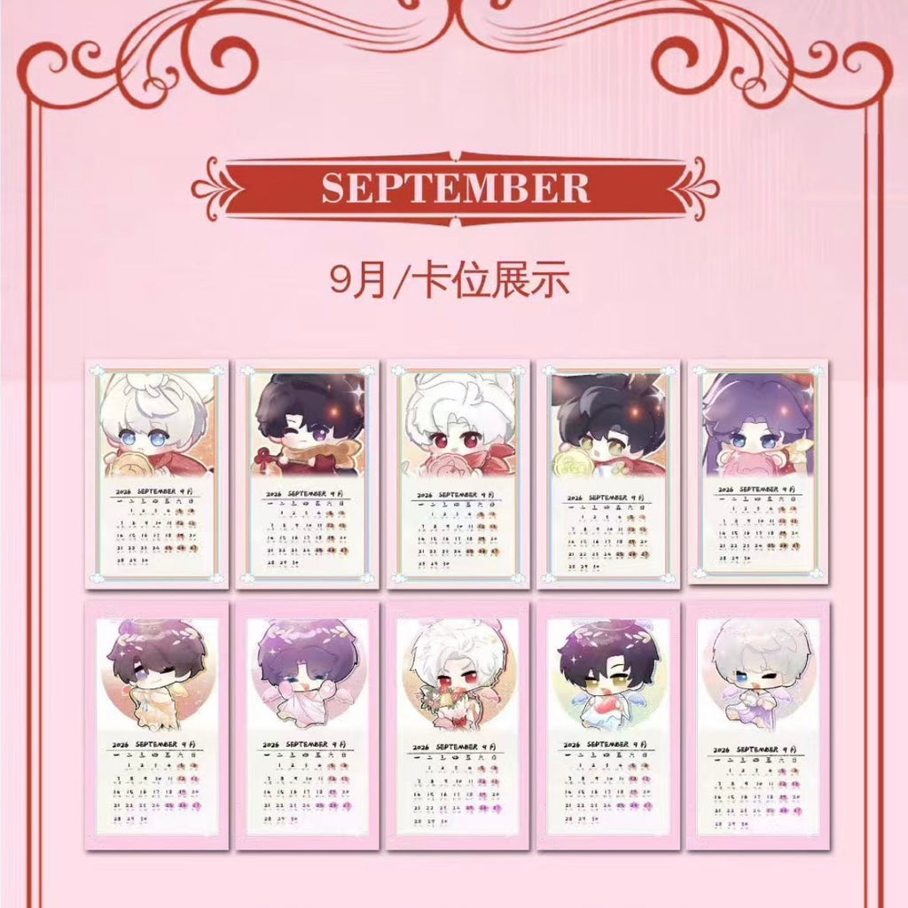 [YUMI] Love and Deep Space LAD Amine Chibi Paper Calendar Card Series Paper whole box 1SET 120boxes 1bag 1pc Cards Ornament Gift For Collection Sylus, Zayane, Rafayel, Xavier, Caleb
