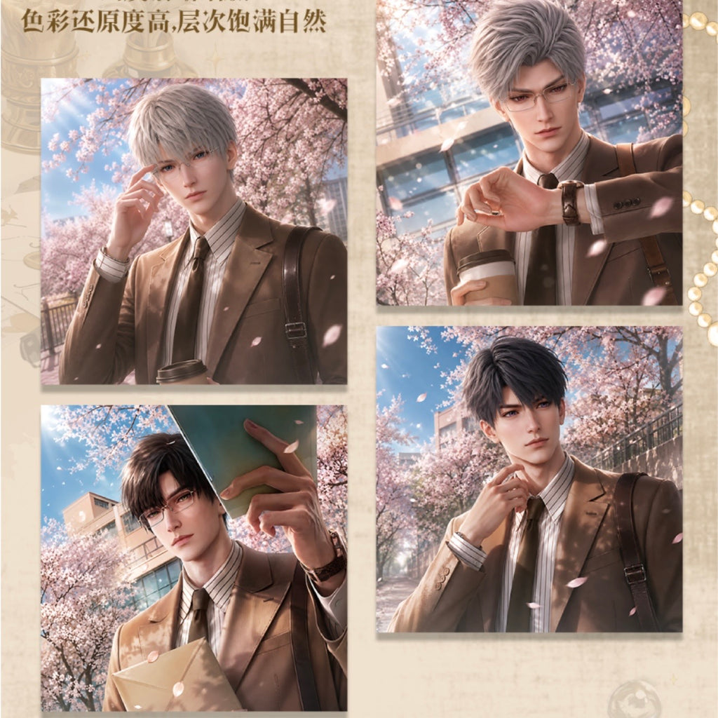 [WANJING] Love and Deep Space LAD Amine Paper Card CCG Collection Trading Series Square Shape Acrylic whole box 1SET 130bags 1bag 1pc 100*100mm, Anime Cards Ornament Gift Collection Sylus, Zayane, Rafayel, Xavier, Caleb